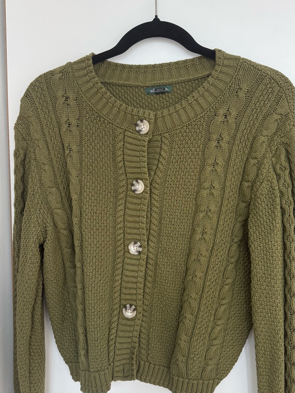 wild fable Olive Green Cable Knit Button Cardigan